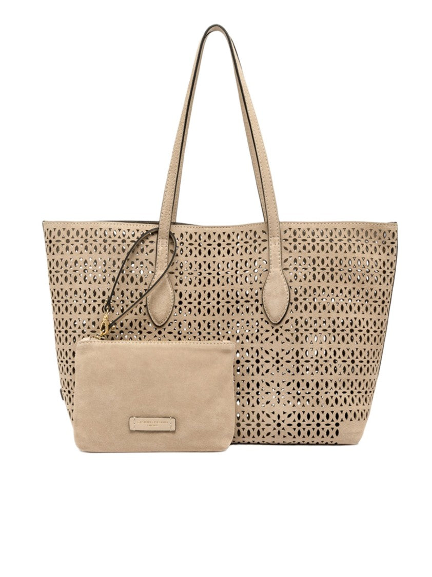 Gianni Chiarini Perforated Laser-Etched Suede Tote Bag By Gianni Chiarini