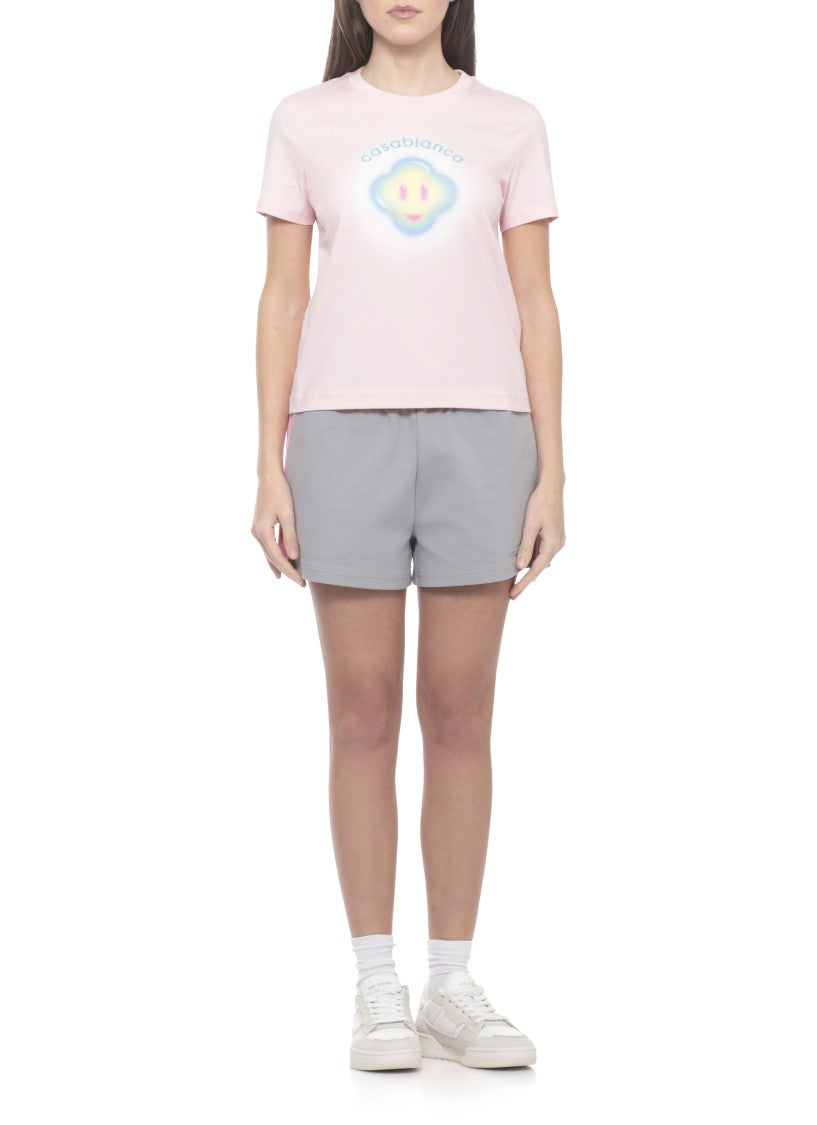 Casablanca Pink Airbrush Smiley Cotton T-Shirt