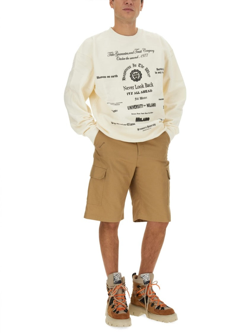 Msgm Round Neck Sweatshirt With Printed Logo Design