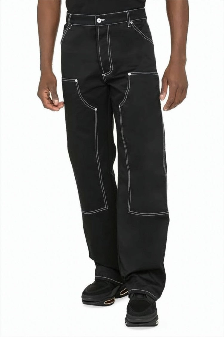 Heron Preston Wide-Leg Casual Pants With Contrast Stitching And Utility Pockets