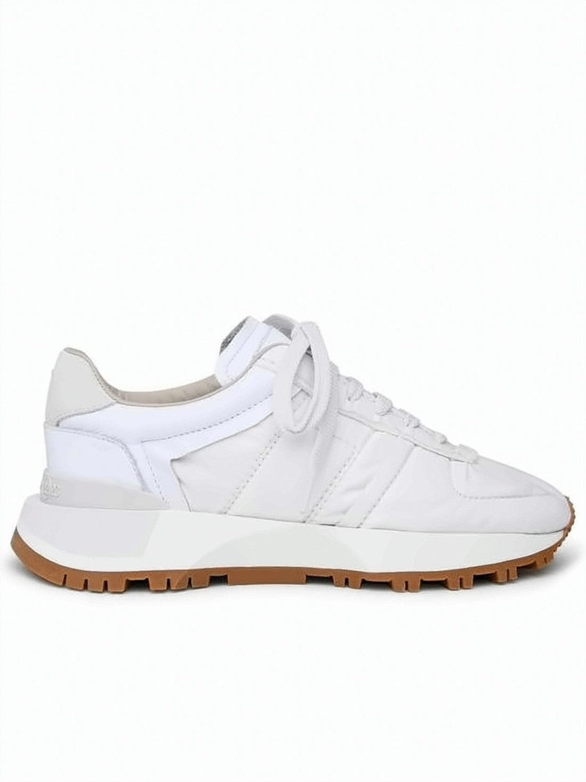 Maison Margiela Streamlined White Nylon Sneakers With Elevated Heel