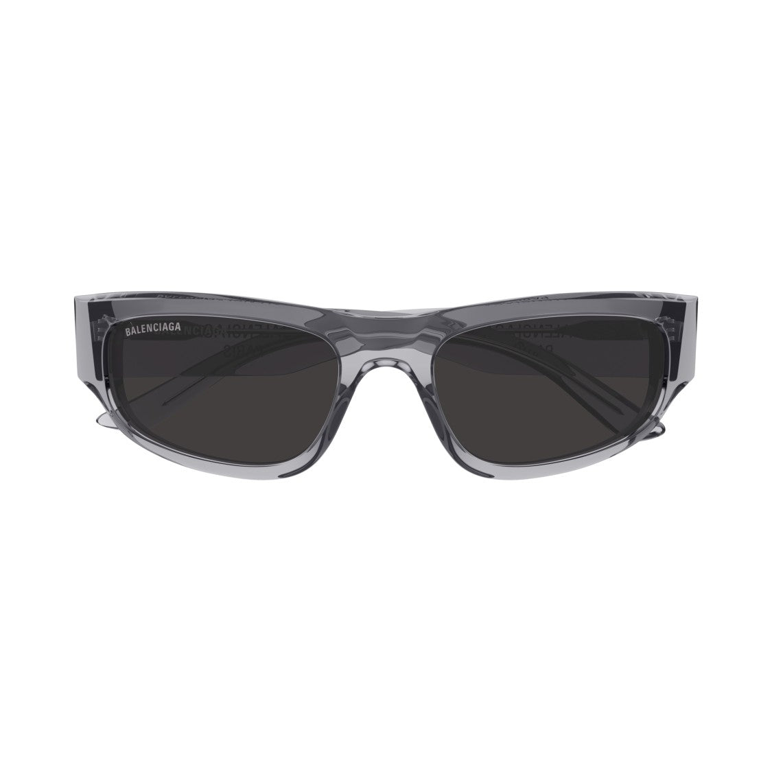 Balenciaga Bb0388s Translucent Smoky Grey Rectangular Sunglasses