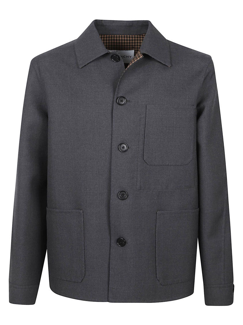 Givenchy Boxy Cropped Jacket With Classic Collar And Buttoned Cuffs
