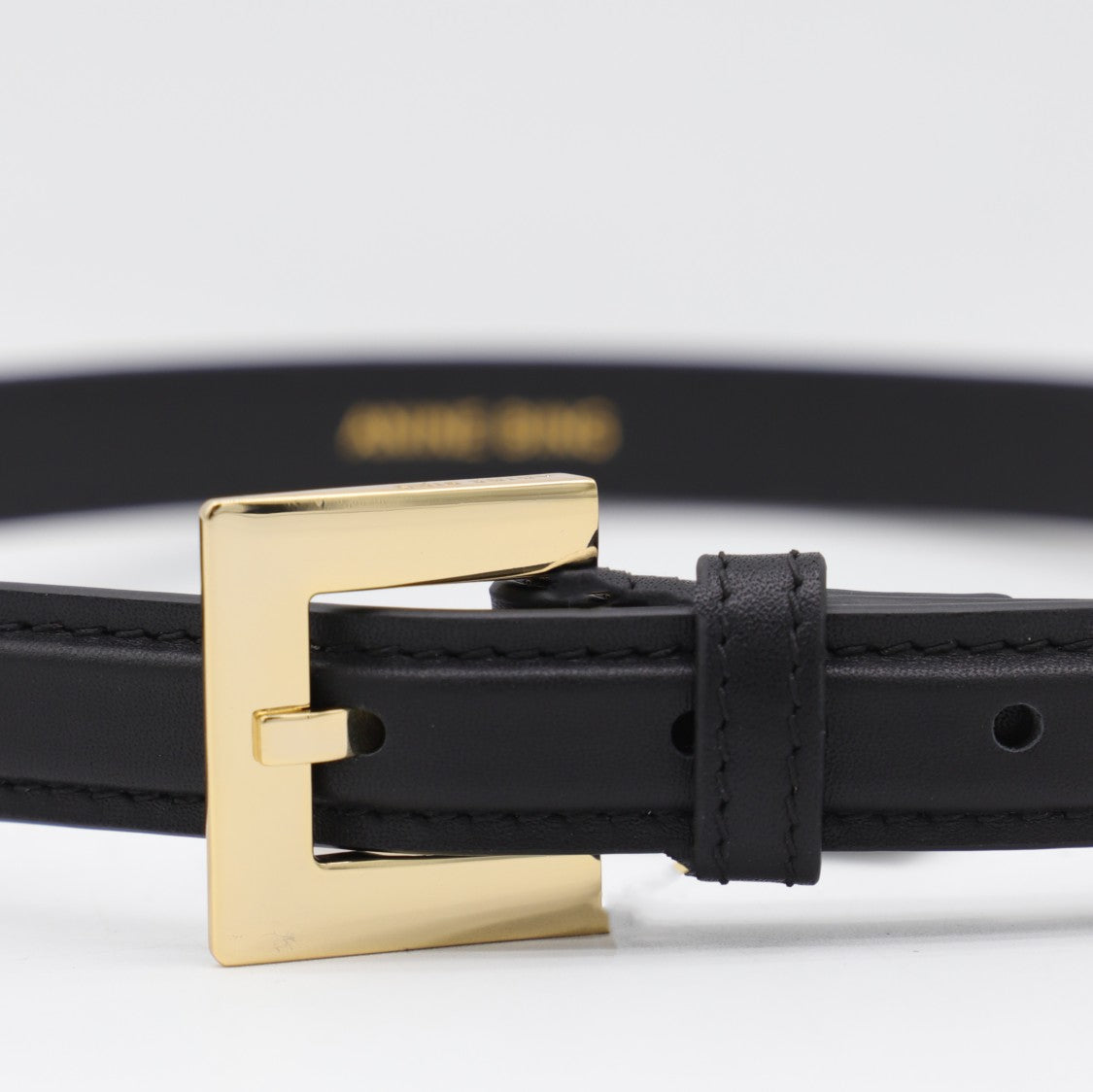 Anine Bing Narrow Belt With Polished Gold Buckle