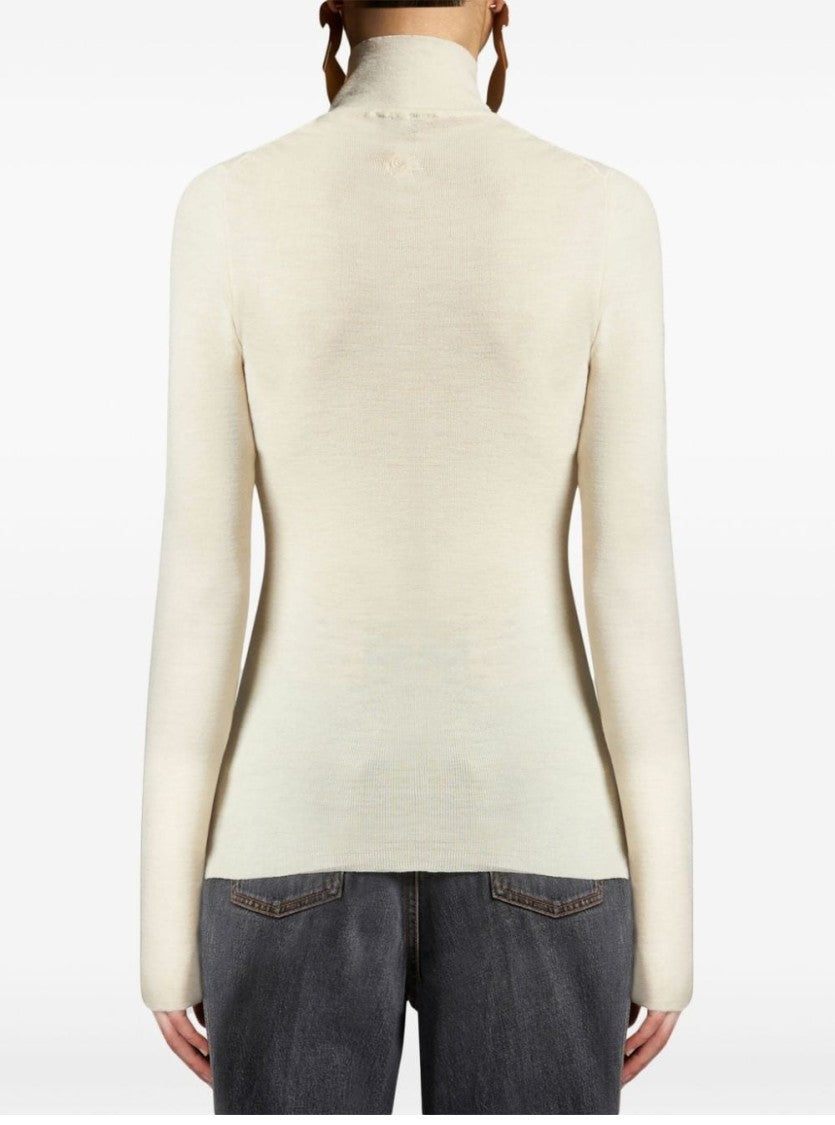 Etro Fitted Cream Wool Turtleneck