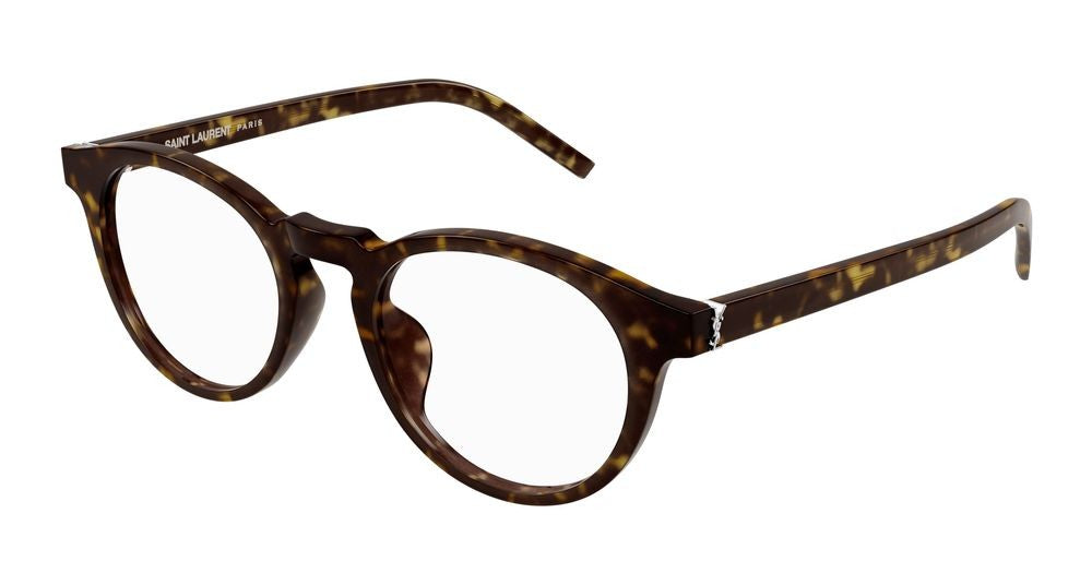Saint Laurent Havana Round Tortoiseshell Acetate Eyeglasses