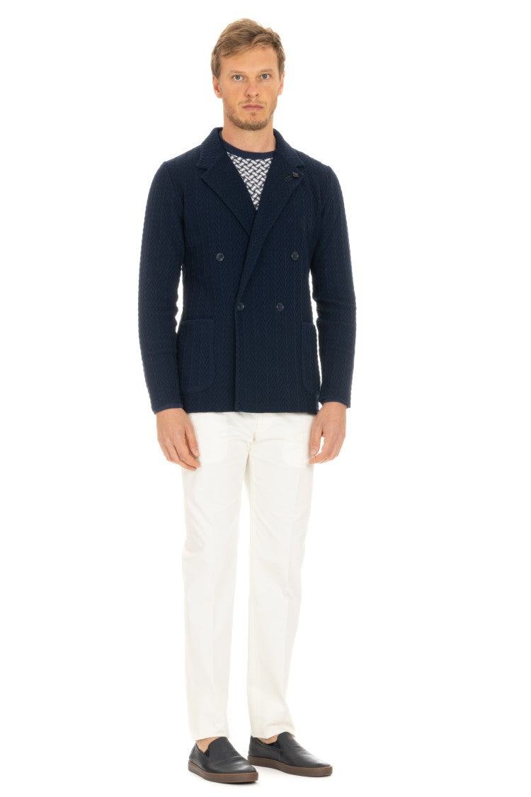 Lardini Double-Breasted Textured Fabric Blazer