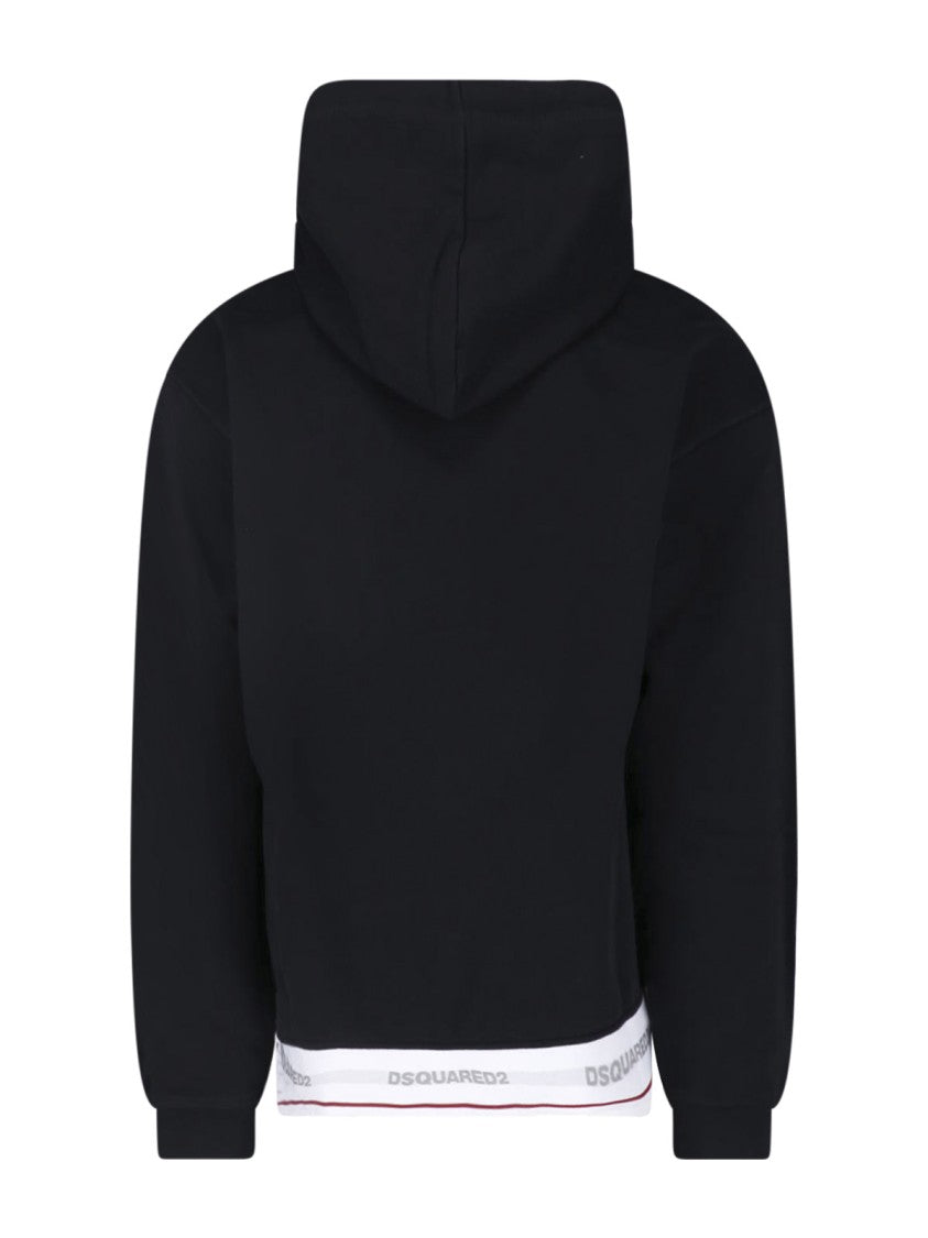 Dsquared2 Black Cotton Drawstring Hoodie