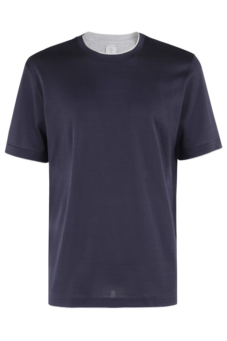 Eleventy Short-Sleeved Round Neck T-Shirt With Contrasting Accents