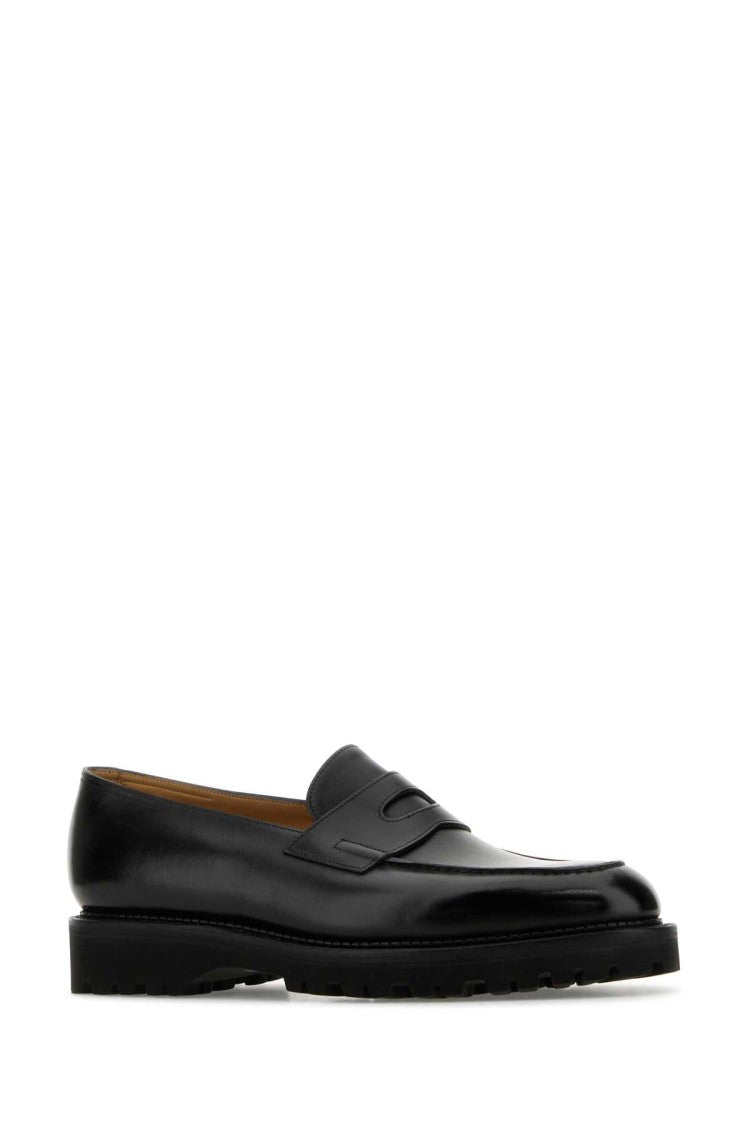 John Lobb Black Leather Lopez Loafers