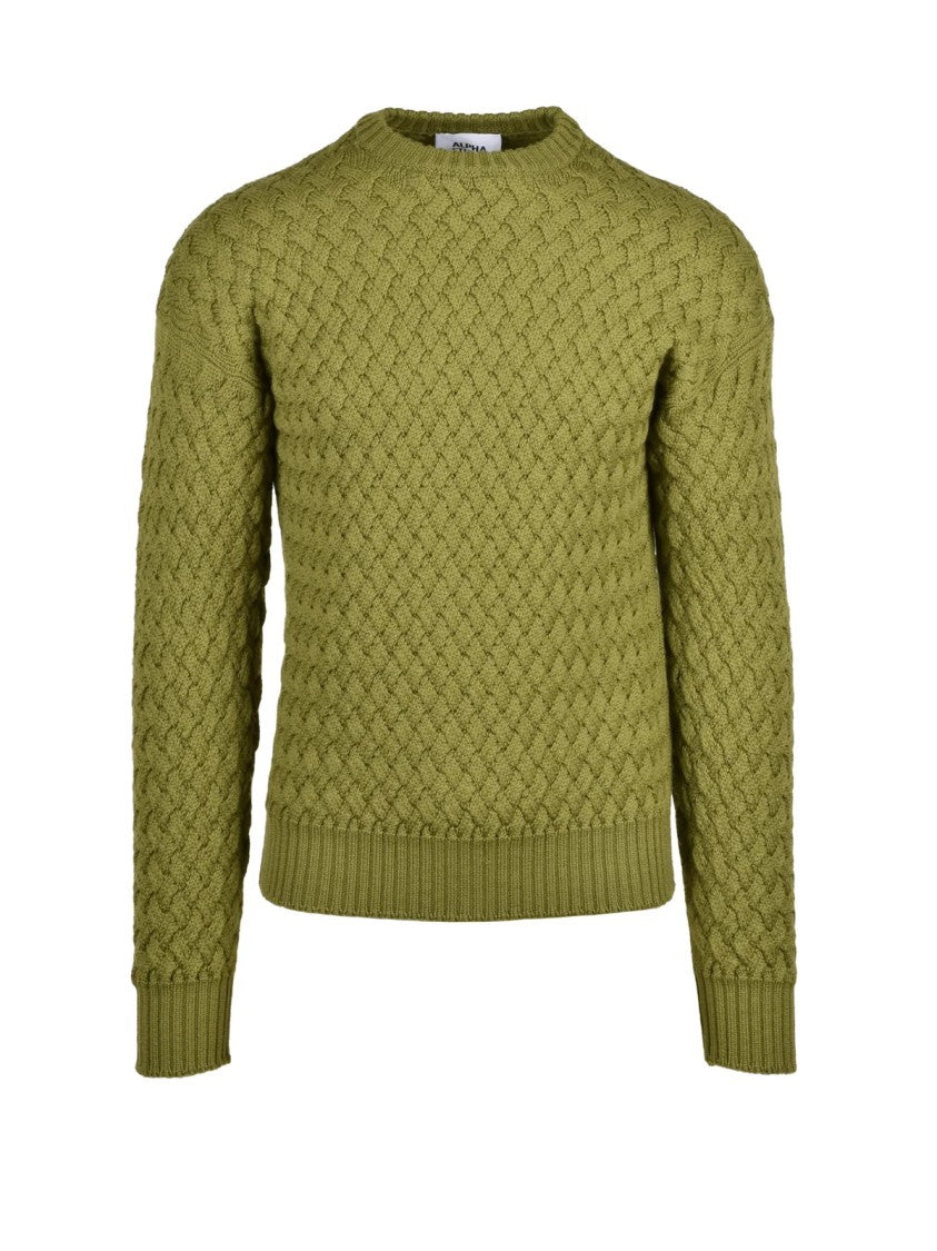 Alpha Studio Chunky Cable Knit Sweater In Pistachio Green