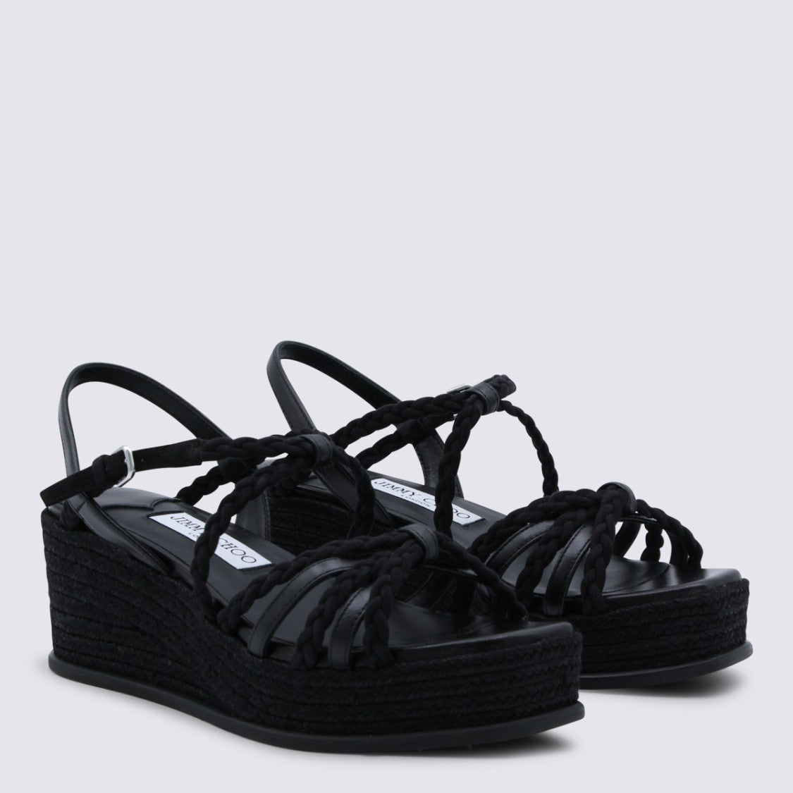 Jimmy Choo High Platform Black Espadrille Sandals