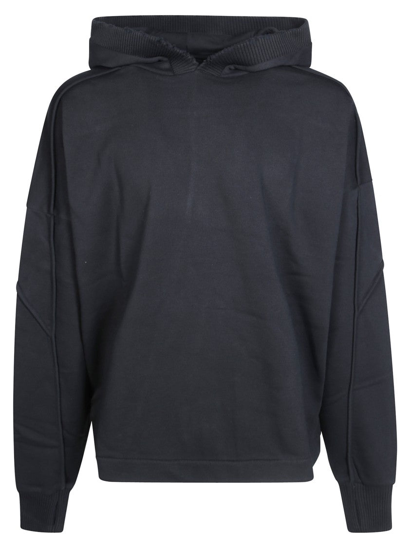 Thom Krom Relaxed Fit Black Hoodie With Unique Diagonal Seam Detail