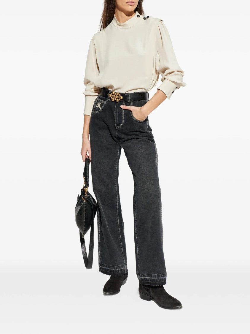 Isabel Marant Black Jeyda Wide-Leg Cotton Pants