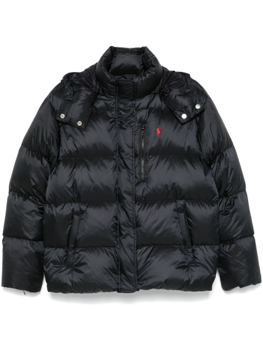 Polo Ralph Lauren Cropped Insulated Puffer Coat With High Collar And Zippered Pocket