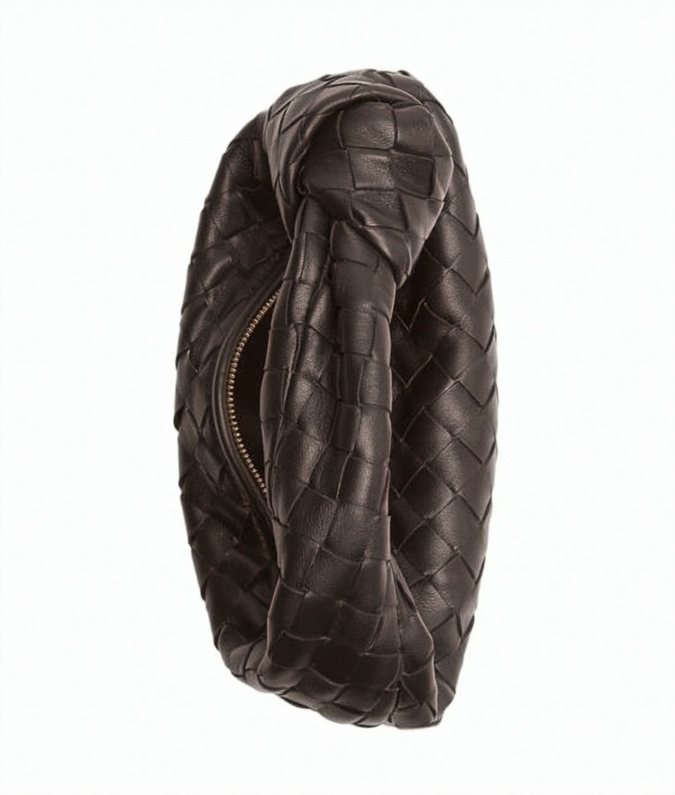 Bottega Veneta Mini Crescent-Shaped Handbag With Woven Pattern And Knotted Handle