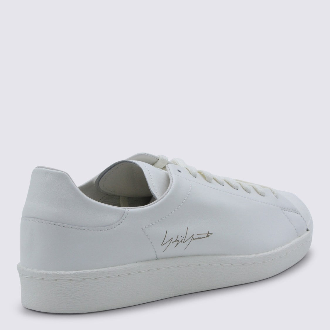 Y-3 White Leather Low-Top Sneakers