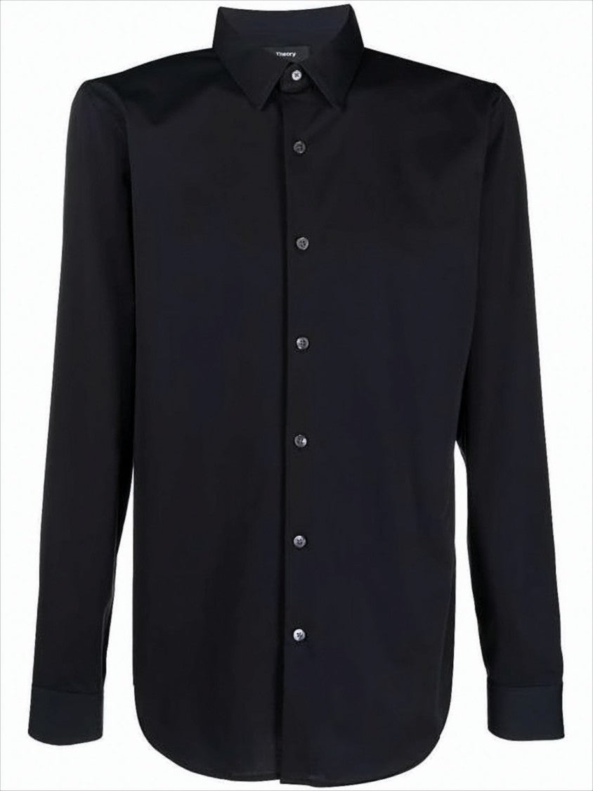 Theory Long-Sleeve Black Shirt With Classic Collar