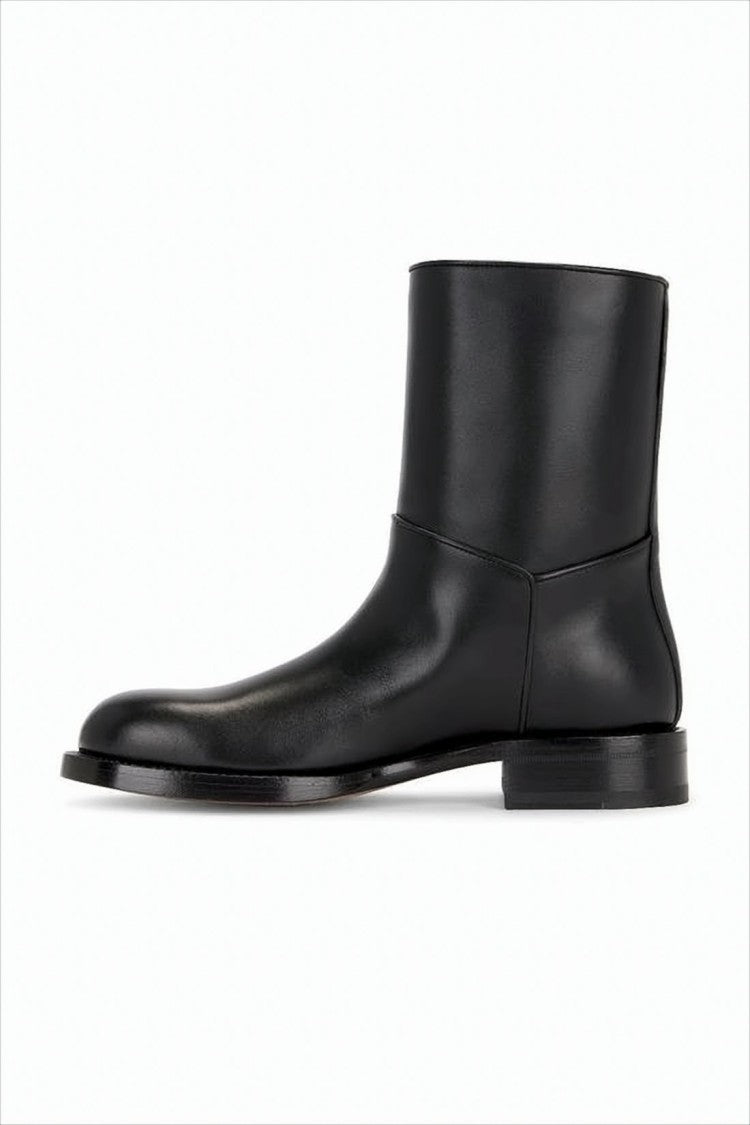 The Row Minimalist Black Calf Leather Ankle Boots