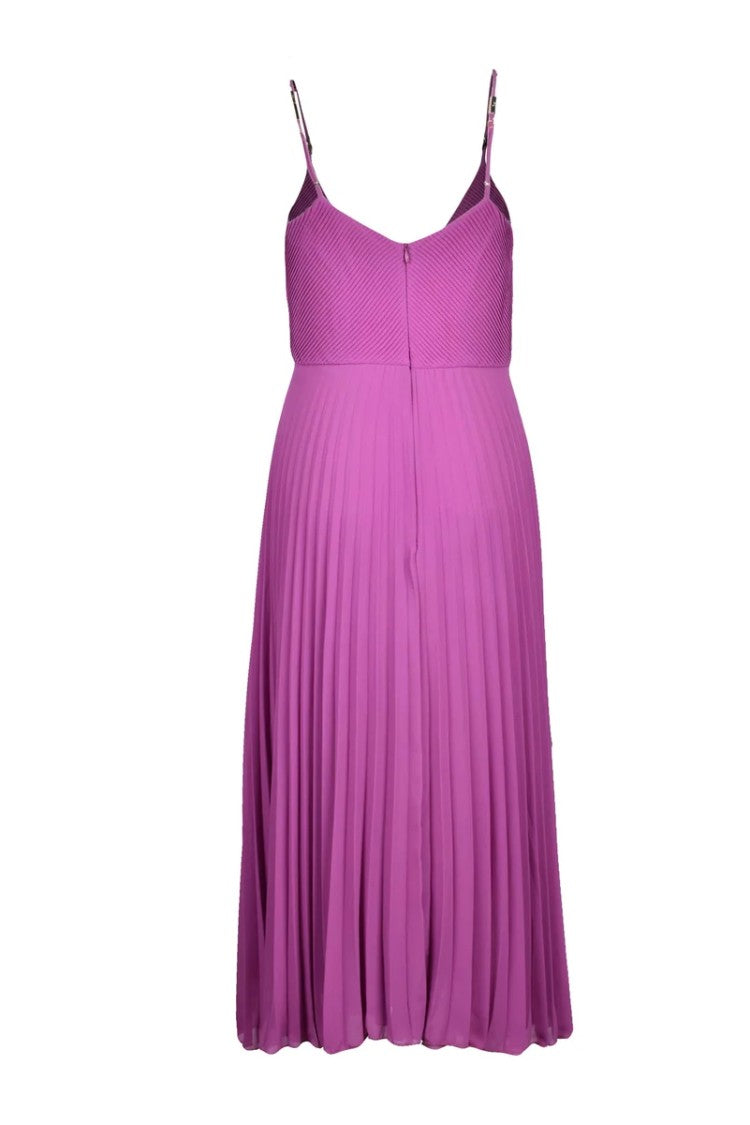 Patrizia Pepe Long Purple Pleated Dress