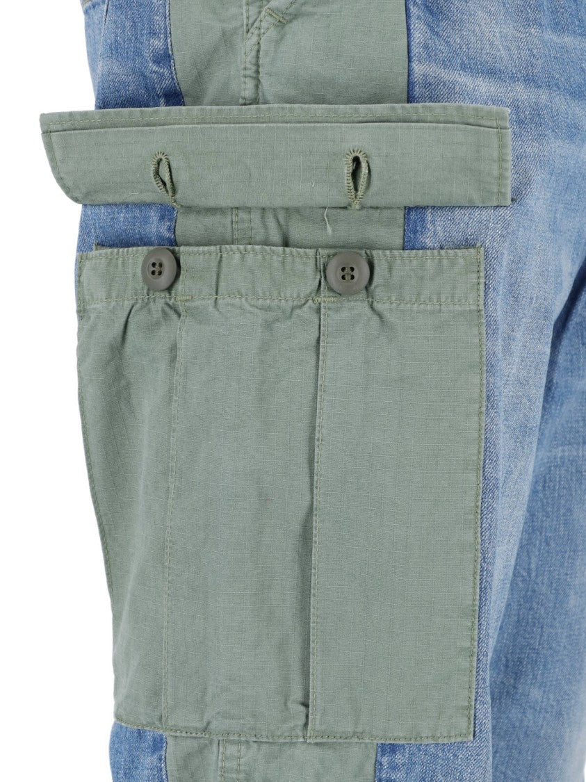 Junya Watanabe Blue Patchwork Cargo Drawstring Denim Jeans