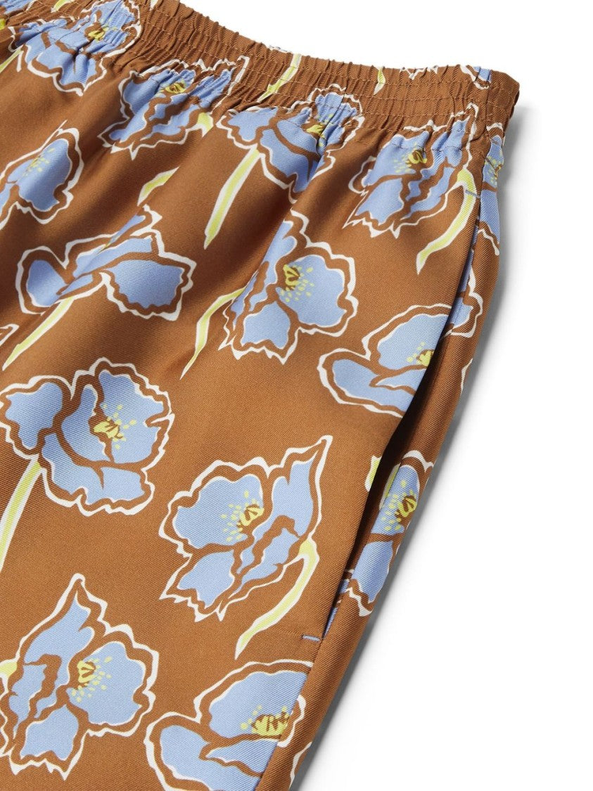 Versace Tobacco Brown Front Logo Print Shorts