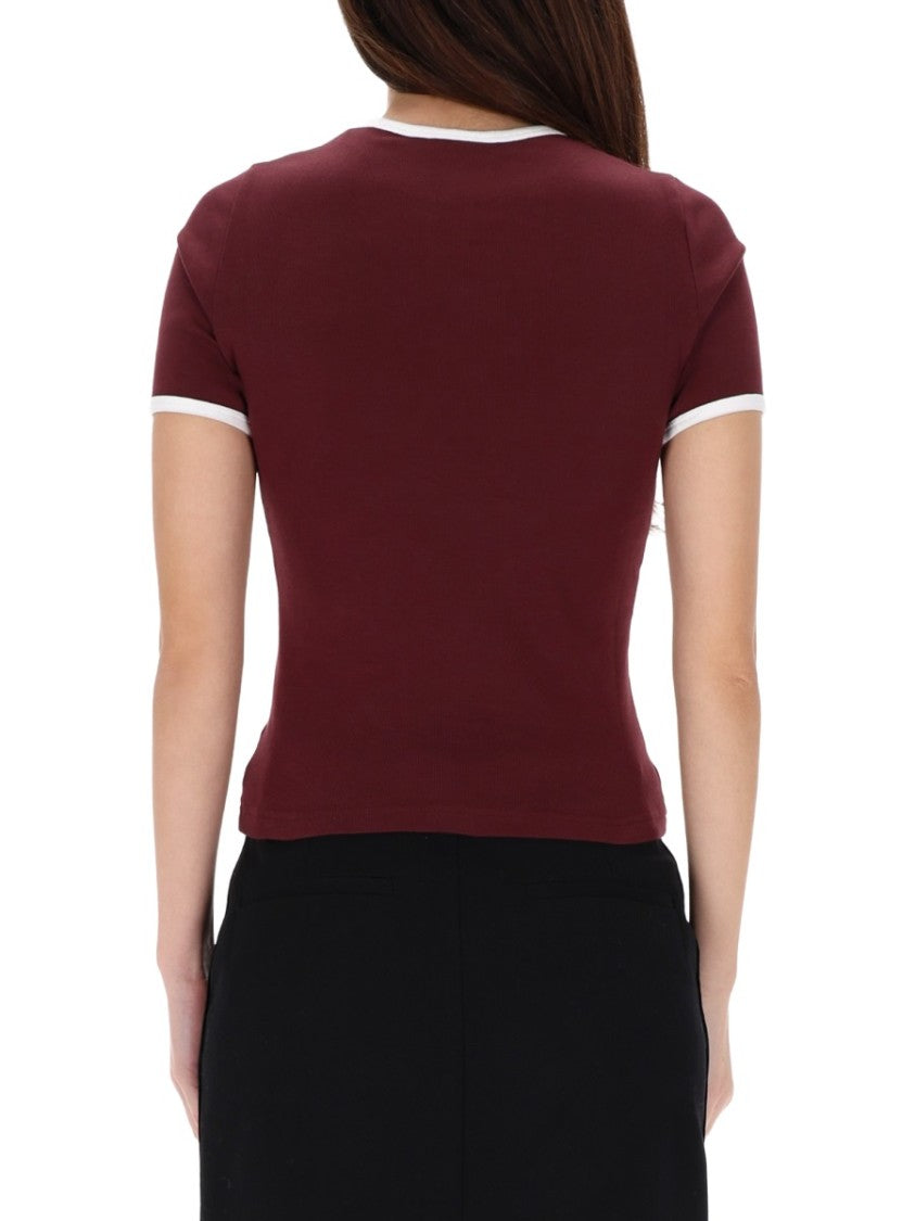 Courrèges Bordeaux Fitted Cotton T-Shirt