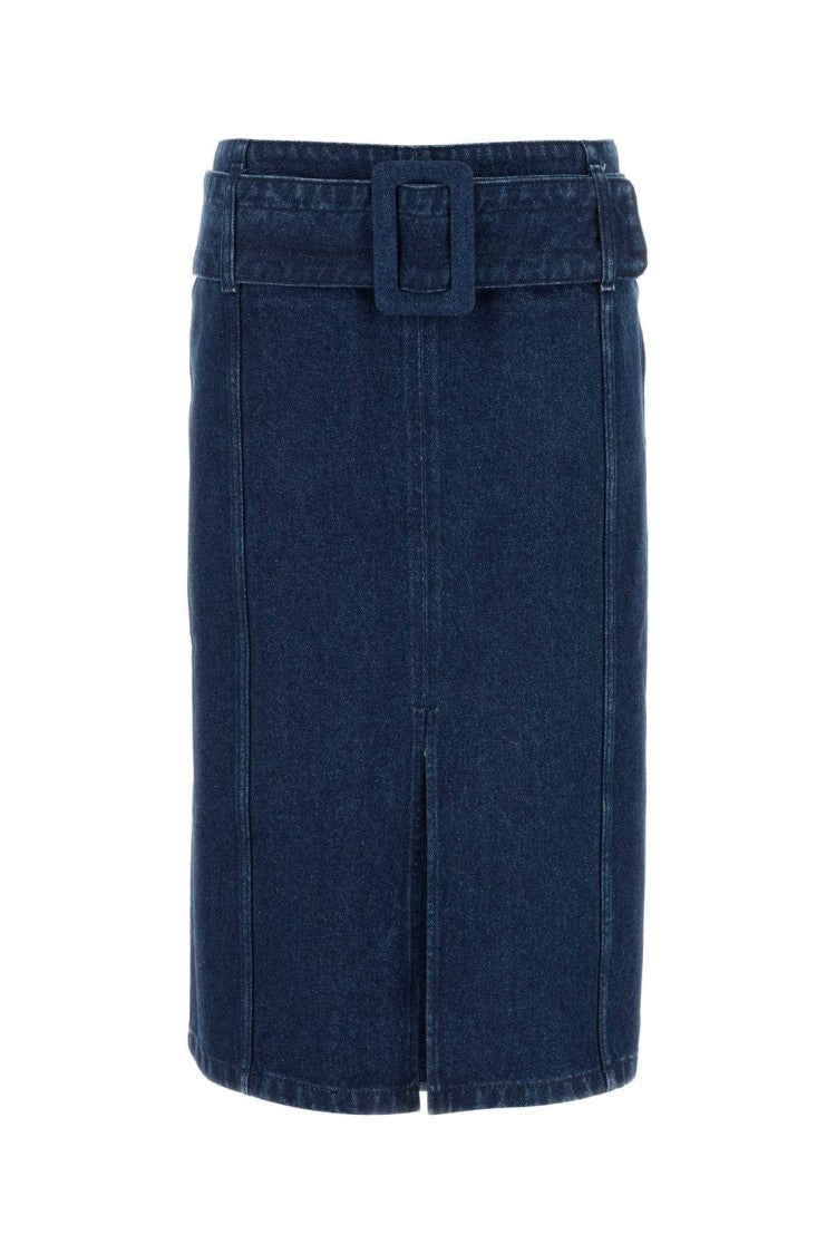 Patou Classic Blue Denim Skirt With Belted Waist