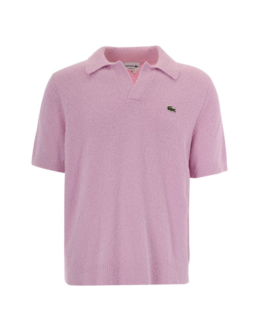 Lacoste Textured Bouclé Knit Polo Shirt With Open Collar