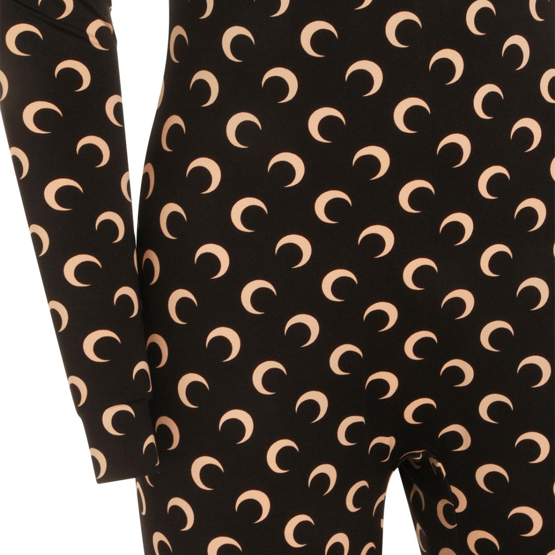 Marine Serre Fitted Black Jumpsuit With All-Over Moon Pattern