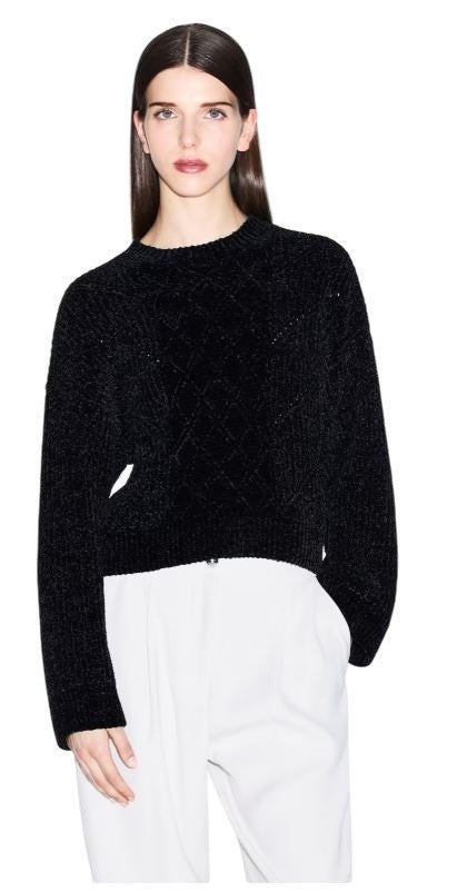 Armani Exchange Textured Knit Sweater Diamond Design