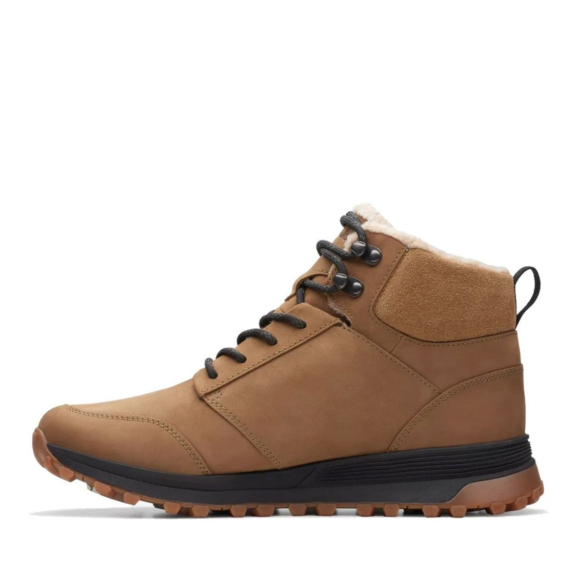 Clarks Trek Up Brown Nubuck Suede Collar Wedge Boots