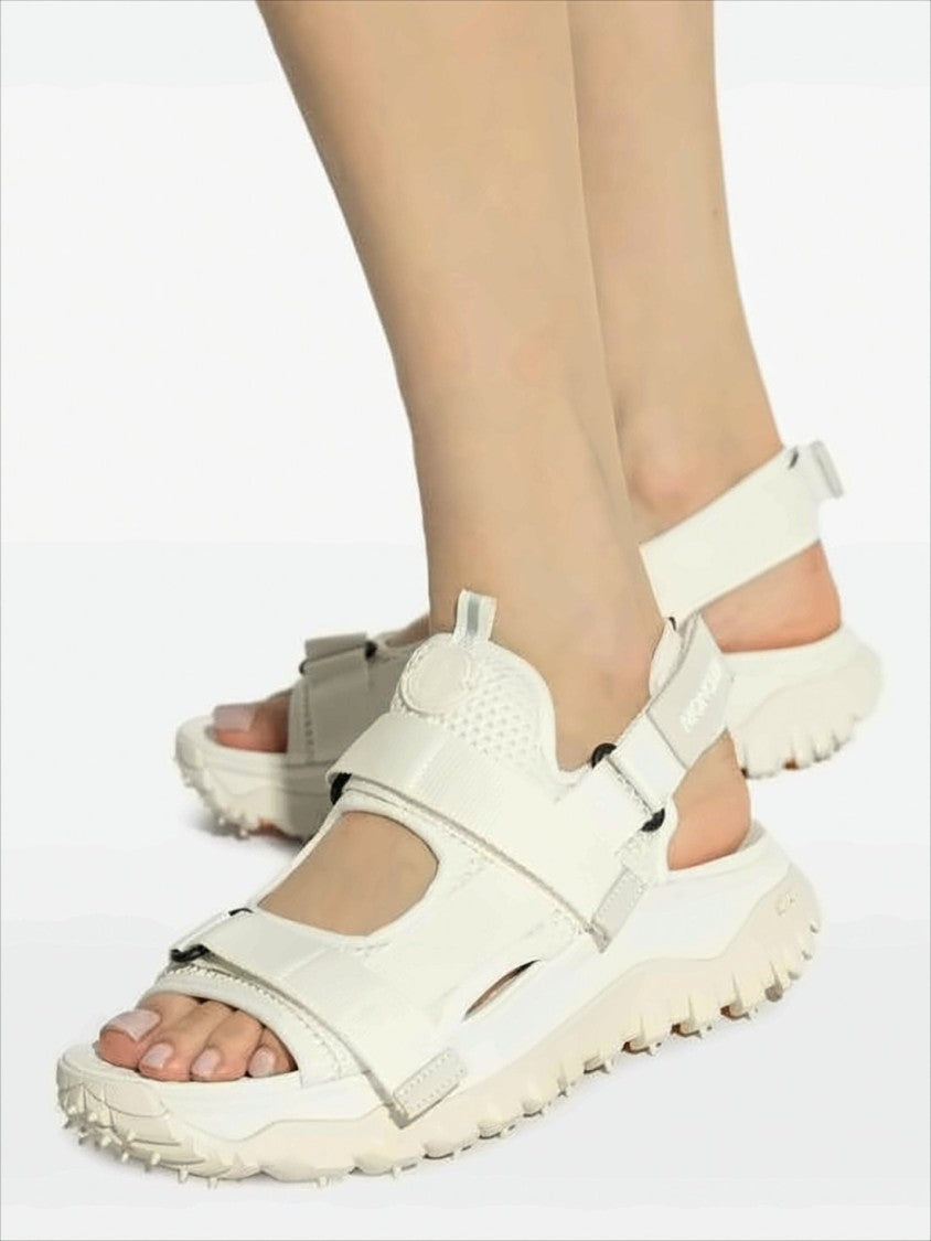 Moncler Rugged Textured White Sandals With Adjustable Straps