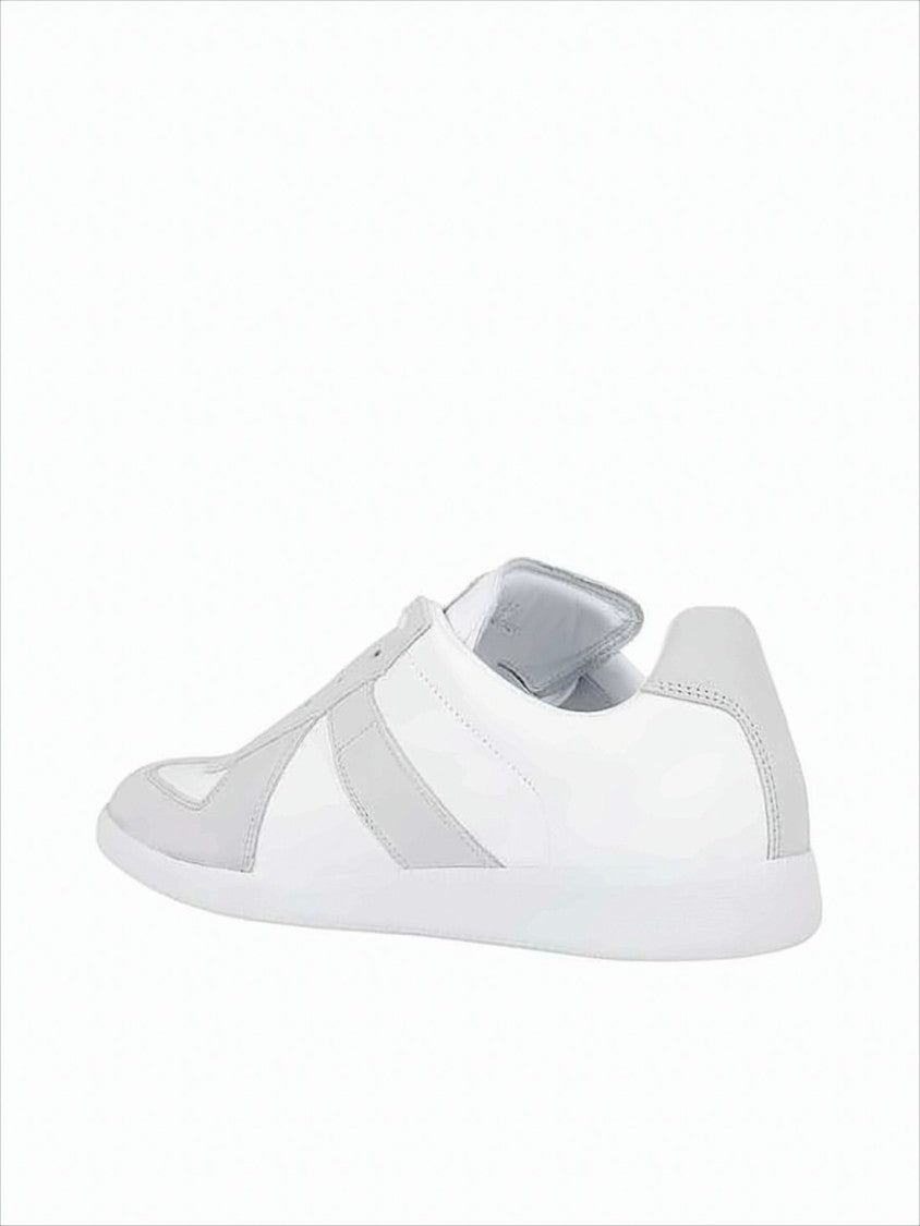 Maison Margiela Minimalist White Low-Top Sneakers With Suede