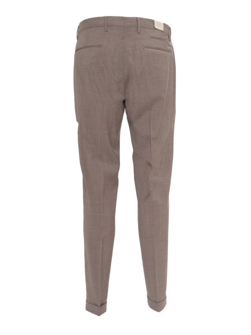 Briglia Tapered Tailored Trousers With Subtle Check Pattern