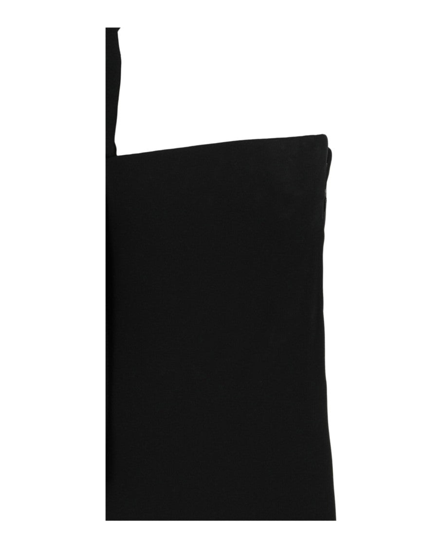 Ferragamo One-Shoulder Midi Dress With Bell Sleeves And Eyelet Details
