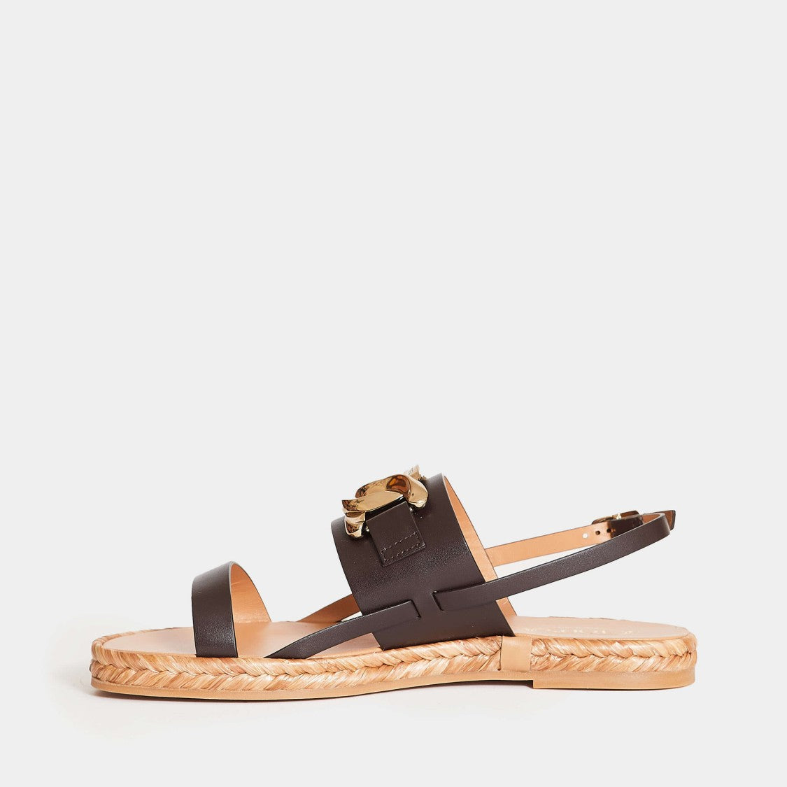 Tod's Low Brown Sandals With Chain
