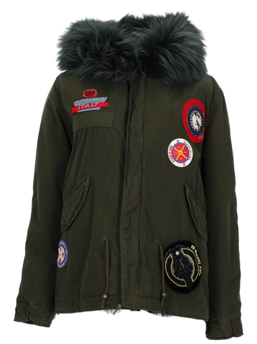Mr & Mrs Italy Patches Logo Parka With Fur-Trimmed Hood