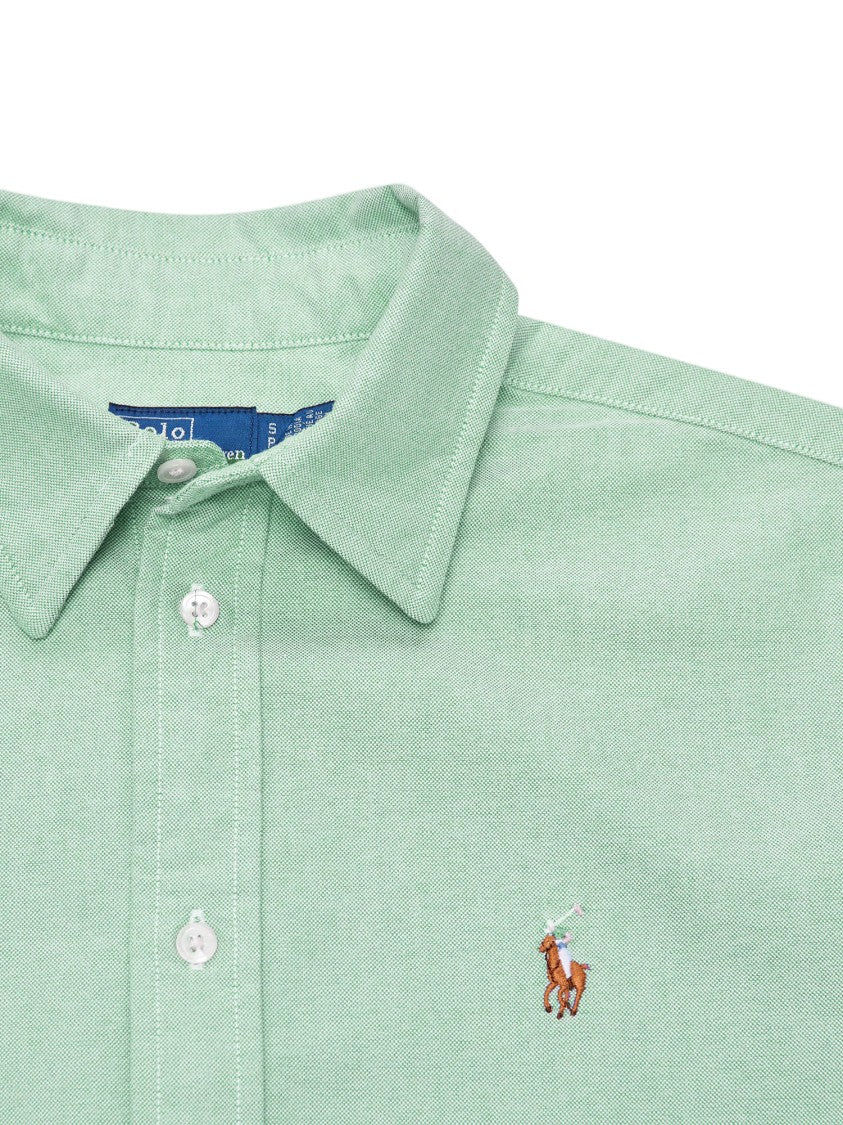 Polo Ralph Lauren Embroidered Logo Light Green Cotton Shirt