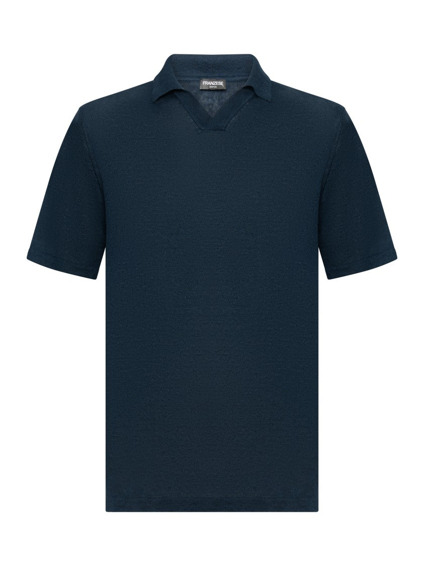 Franzese Collection Handcrafted V-Neck Polo With Open Collar Design
