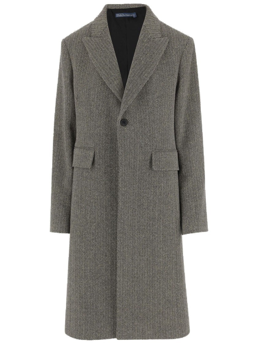 Polo Ralph Lauren Herringbone Pattern Wool Blend Coat