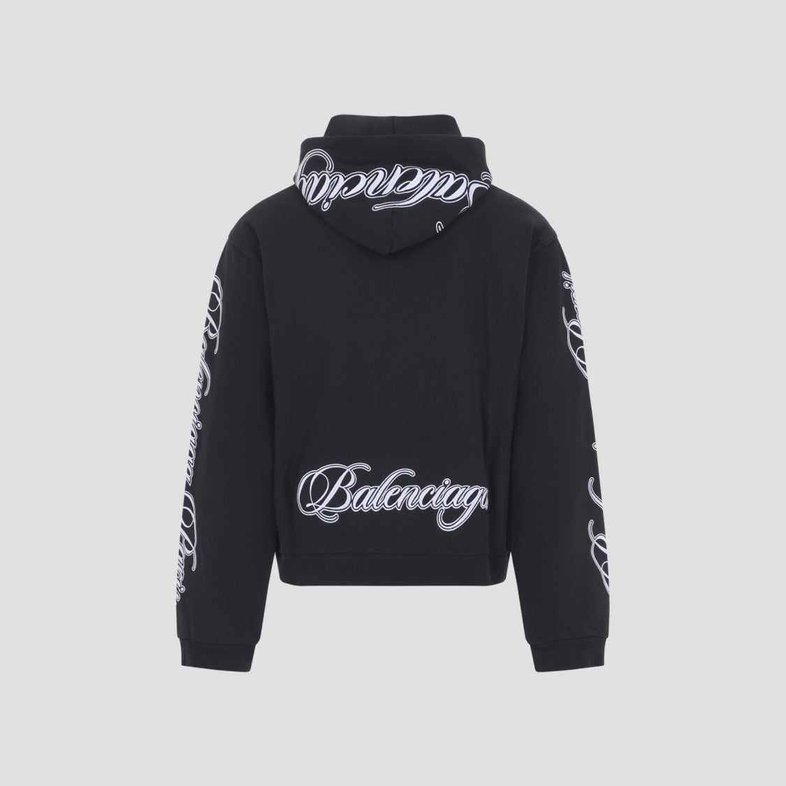 Balenciaga Zip-Up Hoodie With Bold Script Graphics