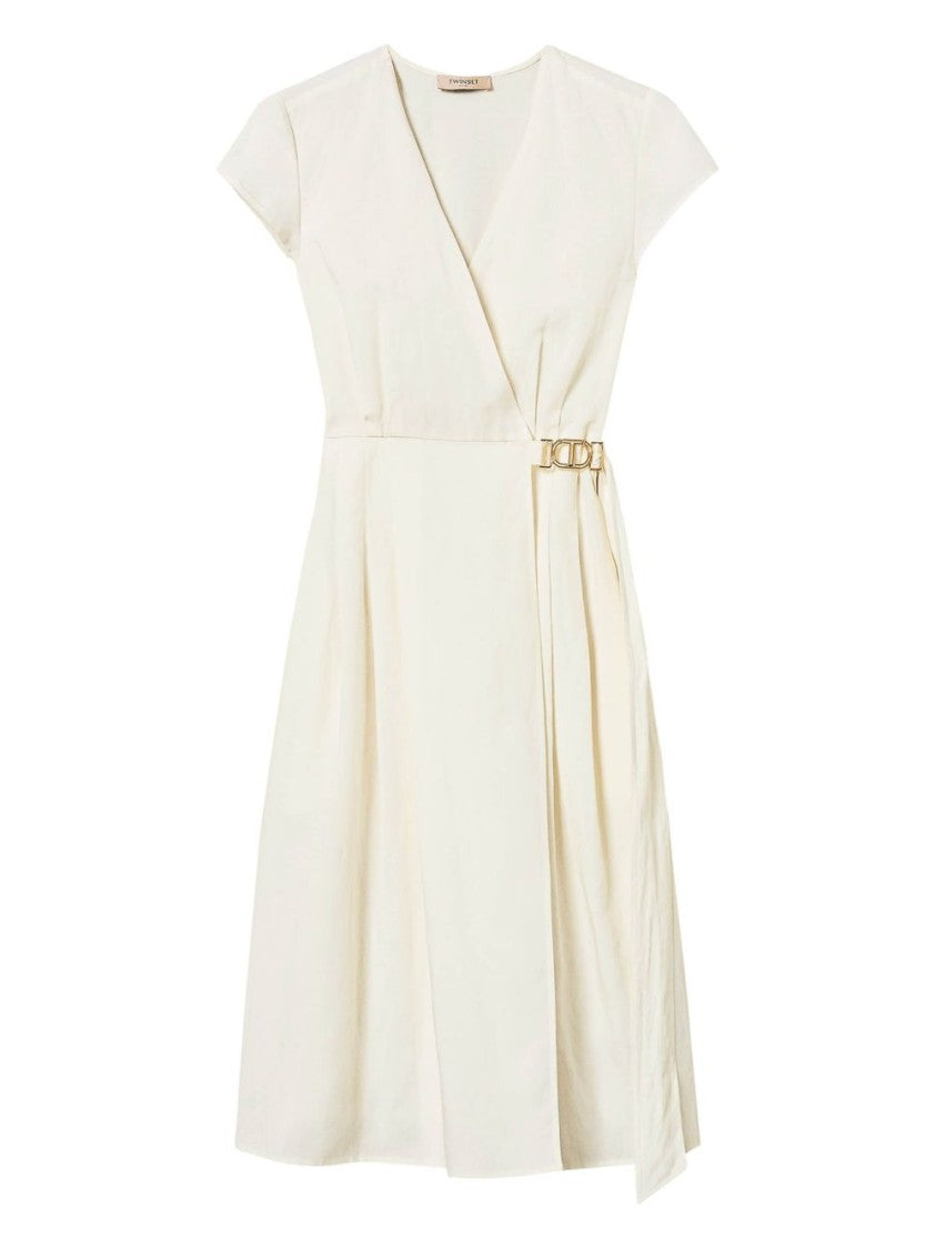 Twin-Set Wrap Dress With Plunging V-Neck