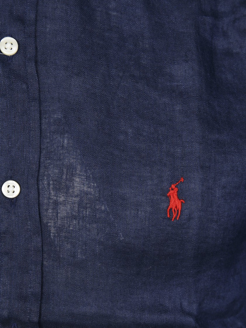 Polo Ralph Lauren Button-Down Collar Blue Linen Shirt