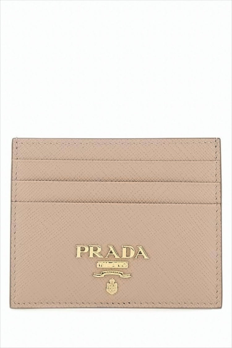 Prada Textured Cardholder With Metallic Logo Emblem