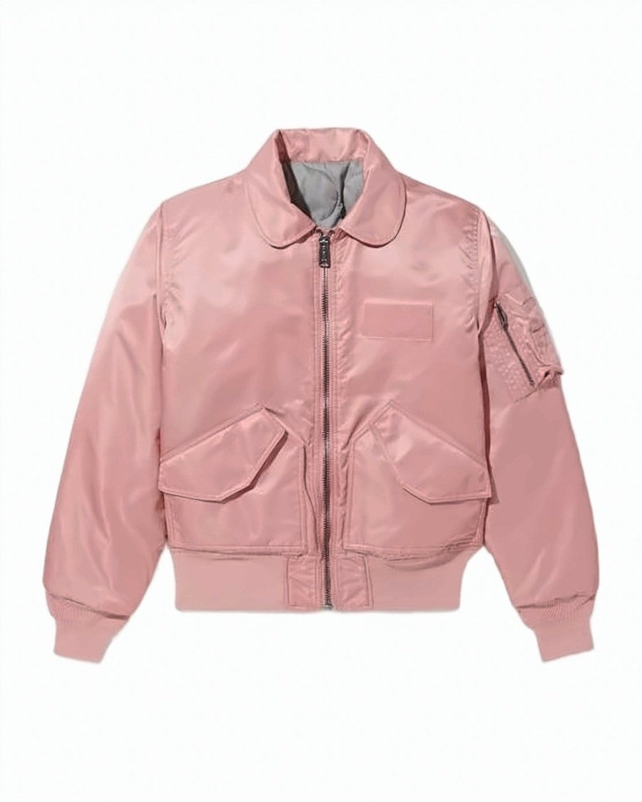 A.P.C. Smooth Pink Nylon Bomber Jacket With Vintage Touch
