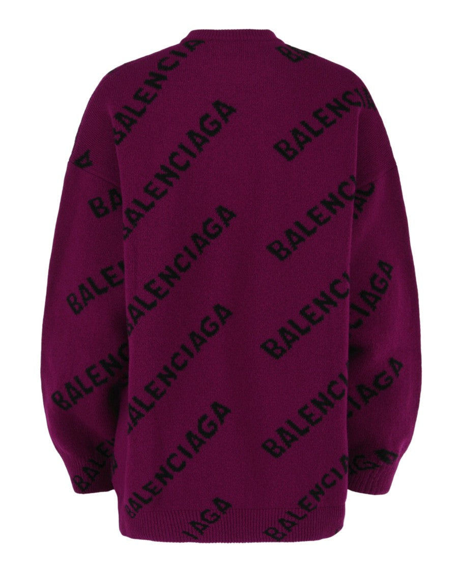 Balenciaga Allover Logo Knit Sweater