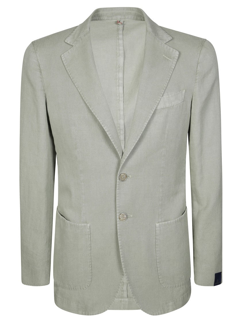 Santaniello Lightweight Two-Button Jacket In Linen-Ramie Blend
