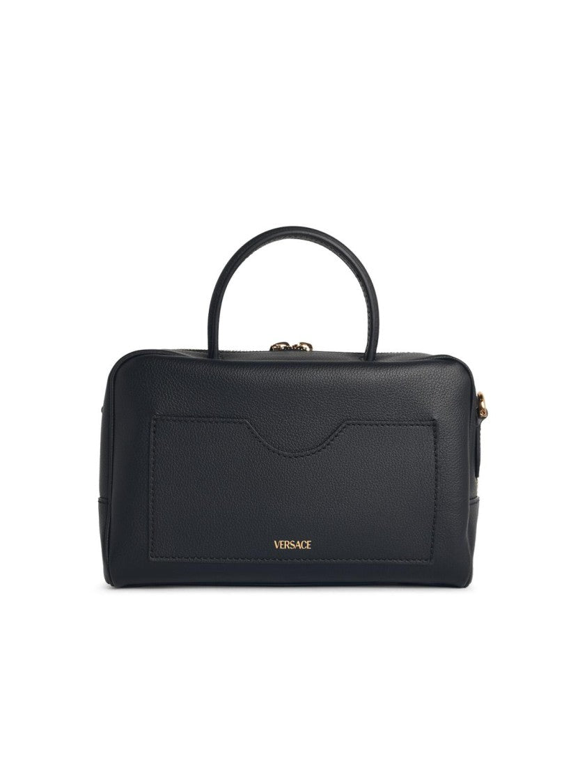 Versace 'La Medusa Boston' Black Leather Bag