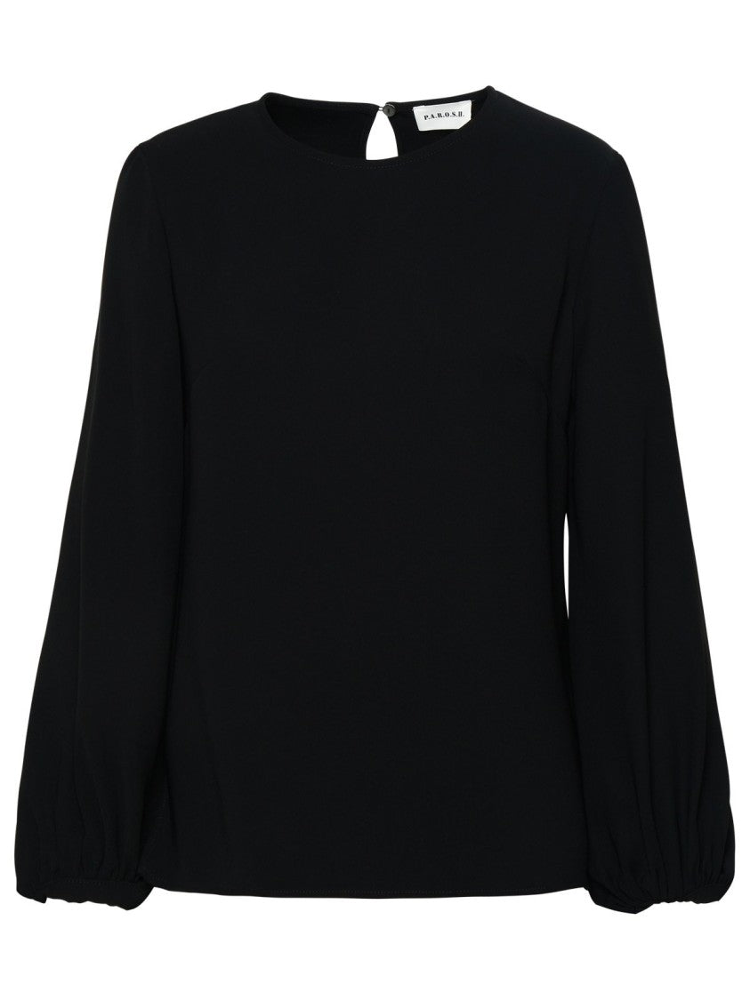 P.A.R.O.S.H. Gathered Cuff Blouse With Round Neckline